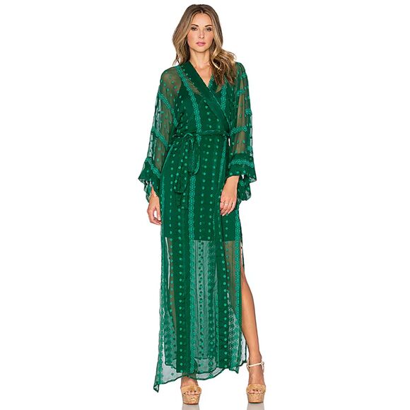 HOUSE OF HARLOW 1960 Green Poppy Wraparound Dress - Size XS - Picture 2 of 2